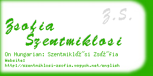 zsofia szentmiklosi business card